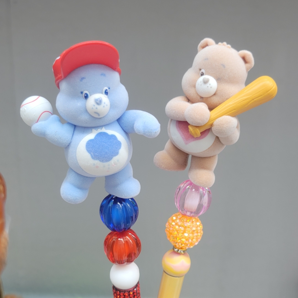 Care Bears Blue and Tan Stuffed Beaded PEN Set